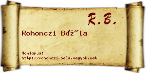 Rohonczi Béla névjegykártya